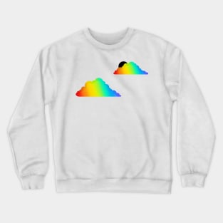 Graphic Rainbow Clouds on White Crewneck Sweatshirt